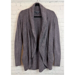 BAREFOOT DREAMS cozy gray with violet undertone open front cardigan sweater M
